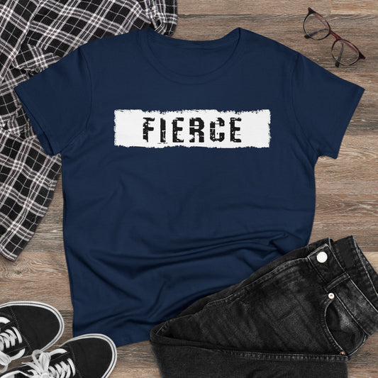 'FIERCE' Women's Midweight Cotton Tee - Empowering Everyday Wear