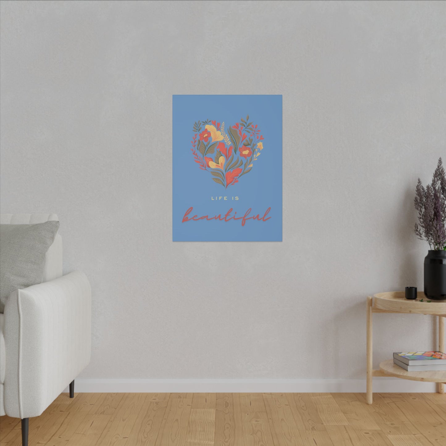 Beautiful Life Floral Canvas Art - Inspirational Wall Decor